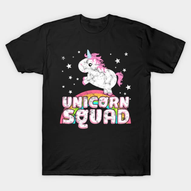 Cute Chubby Team Unicorn Saying Unicorn Squad- T-Shirt by Nulian Sanchez